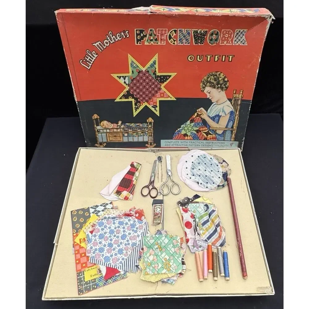 Rare Vtg 1920’s Little Mothers Patchwork Outfit Standard Toykraft Set Unused!